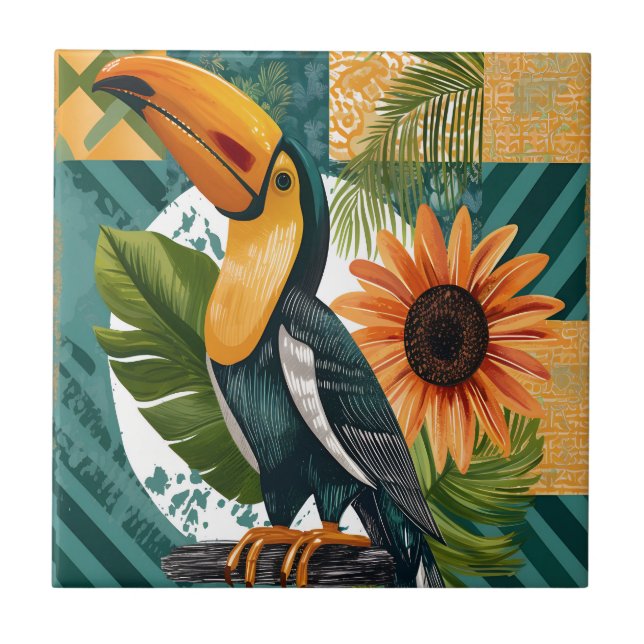 Azulejo Leuchtender Tukan in tropischer Harmonie (Frente)
