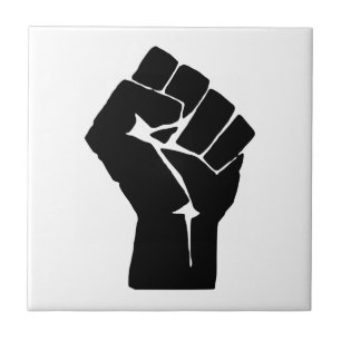 Azulejo Levantan puño negro - Protesta de resistencia