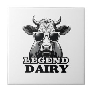 Azulejo Leyenda Lácteos Granjero Divertido Vaca Granjero C