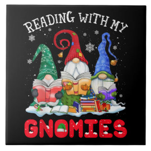 Azulejo Leyendo Con Mis Gnomios Navidad Divertido