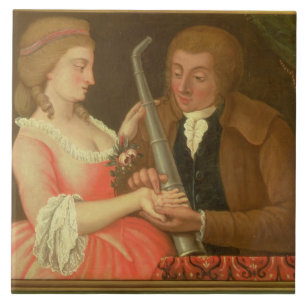 Azulejo Leyendo la palma (aceite en lona)