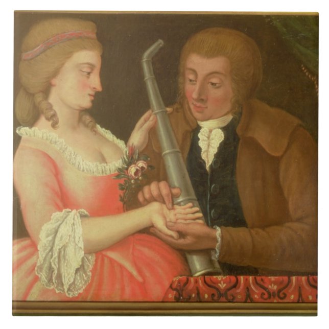 Azulejo Leyendo la palma (aceite en lona) (Frente)