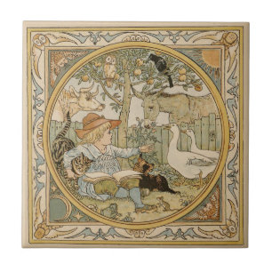 Azulejo Leyendo mosaico de cerámica divertida