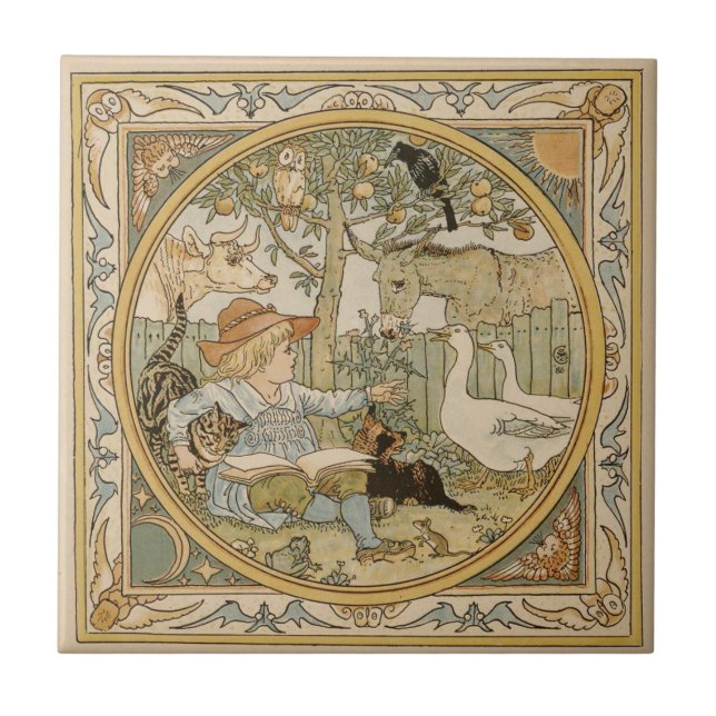 Azulejo Leyendo mosaico de cerámica divertida (Frente)