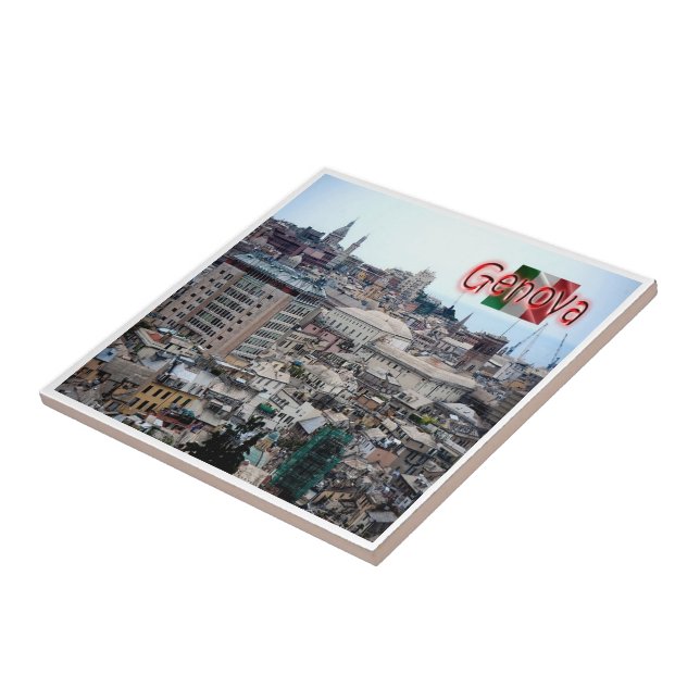 Azulejo LGR152 GENOA, Visión General de Puerto, Italia, (Lado)