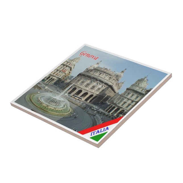 Azulejo LGR157 GENOA Vista de la Piazza De Ferrari, (Lado)