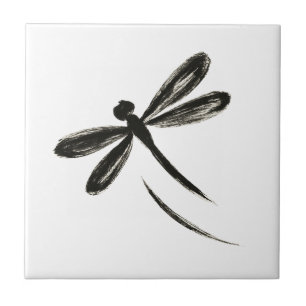 Azulejo Libélula con Pincel de Tinta – Arte de Insecto Min