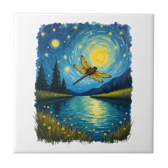 Azulejo Libélula Noche Estrellada (2) (Frente)