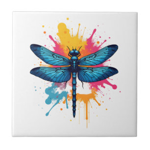 Azulejo Libélula pintada al estilo Artístico Colorido Pop