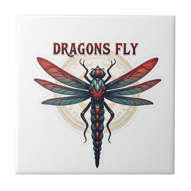 Azulejo Libélula Steampunk mecanizada genial - Dragones vu (Frente)