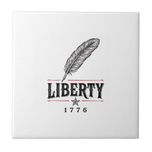 Azulejo Libertad 1776 Diseño Vectorial de Pluma Patriótica