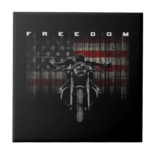Azulejo Libertad para motocicletas con bandera estadounide