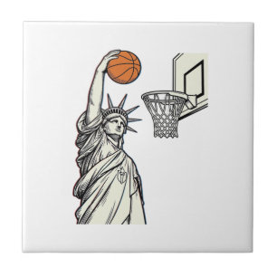 Azulejo Liberty Basketball Dunk Diseño de grabado vintage_