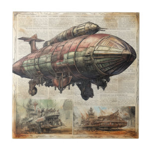 Azulejo Libro de cuentos Dirigible Steampunk sobre una ant