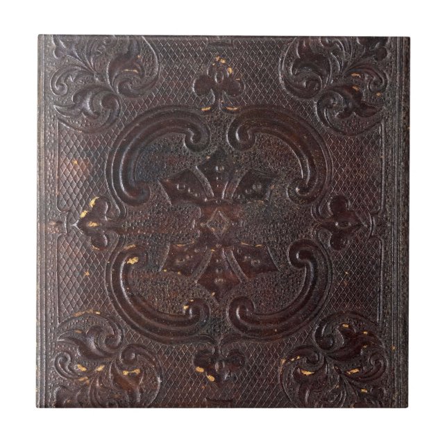 Azulejo Libro de cuero antiguo caído (Frente)