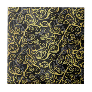 Azulejo Libro de Lujo Hojas de Oro Negro Plata