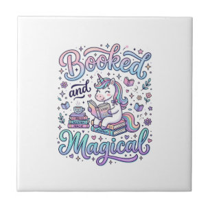 Azulejo Libro de Unicornio y Tipografía de Idea de Regalo
