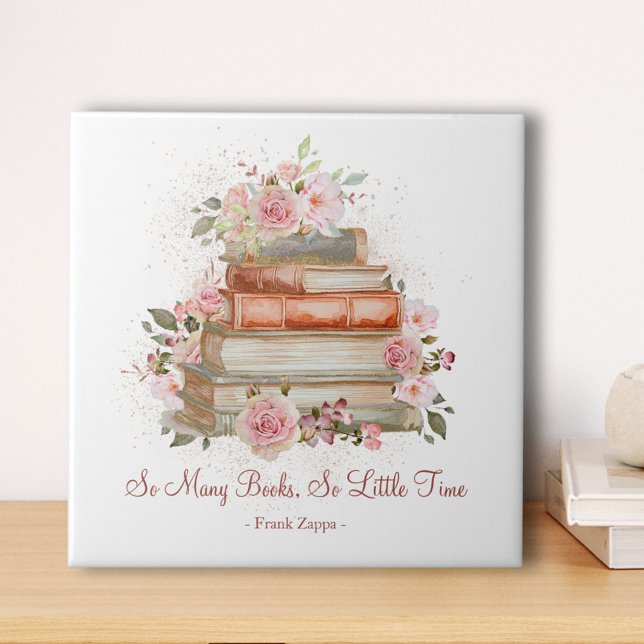 Azulejo Libros de citas personalizadas y rosas rosadas vin (Close up)