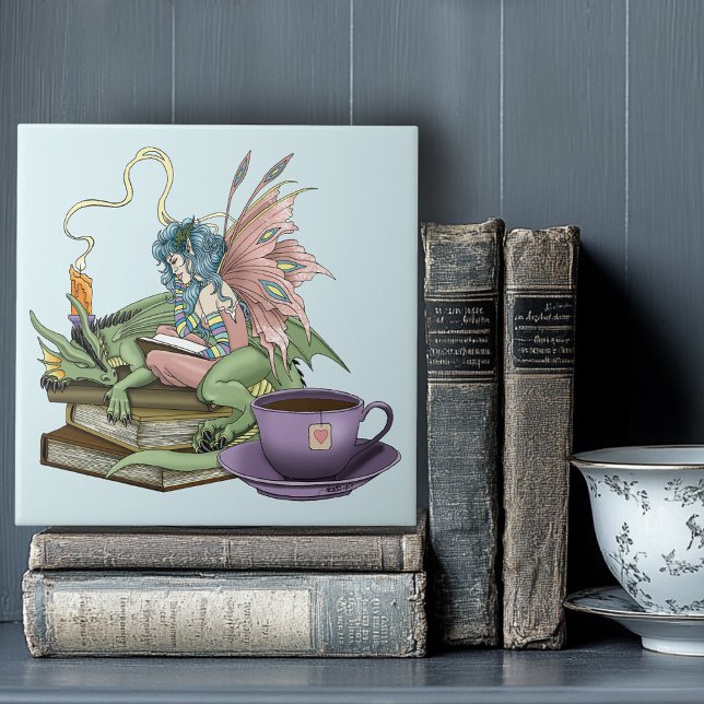 Azulejo Libros de Dragón Hada Té Amistad  (Subido por el creador)