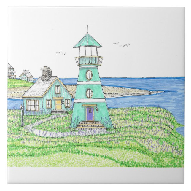 Azulejo Lighthouse Cyan Ceramic Tile (Frente)