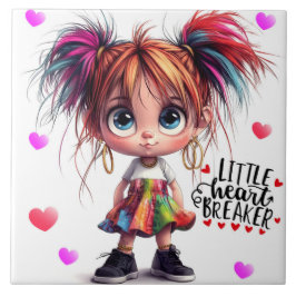 Azulejo Lil Quirky Chica Heartbreak Ceramic Tile