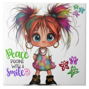 Azulejo Lil Quirky Chica Smile Cerámica Tile