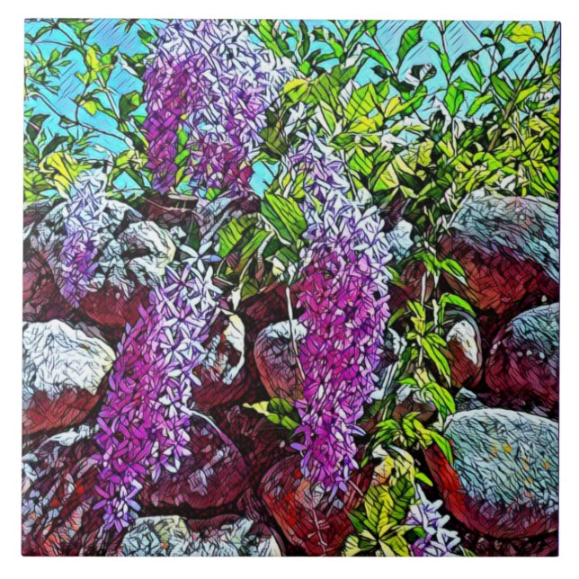 Azulejo Lilac flowers blooming garden (Frente)
