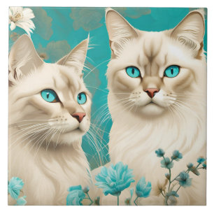 Azulejo Lilac Lynx Point Arte Retrato Siamés