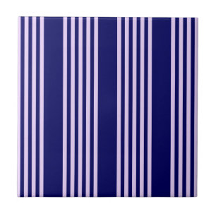 Azulejo Lilac púrpura y azul marino cinco rayas patrón