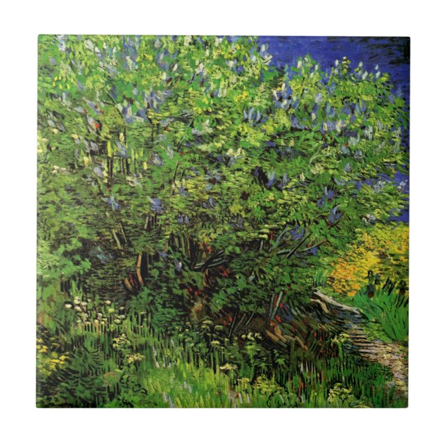 Azulejo Lilacs de Vincent van Gogh, Flores de jardín antig (Frente)