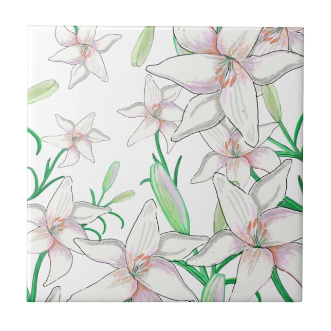 Azulejo Lilies blancos (Frente)