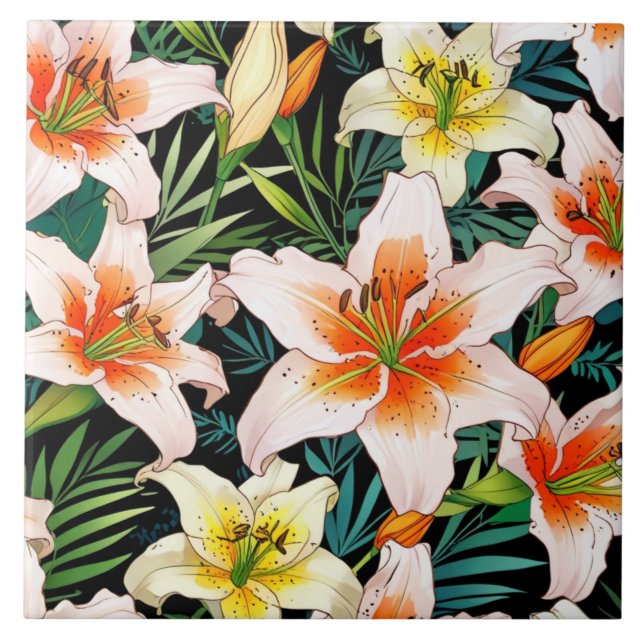 Azulejo Lilies Ceramic Tile (Frente)