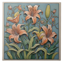 Azulejo Lily - Cubierta Cerámica De Arte Y Artesanía