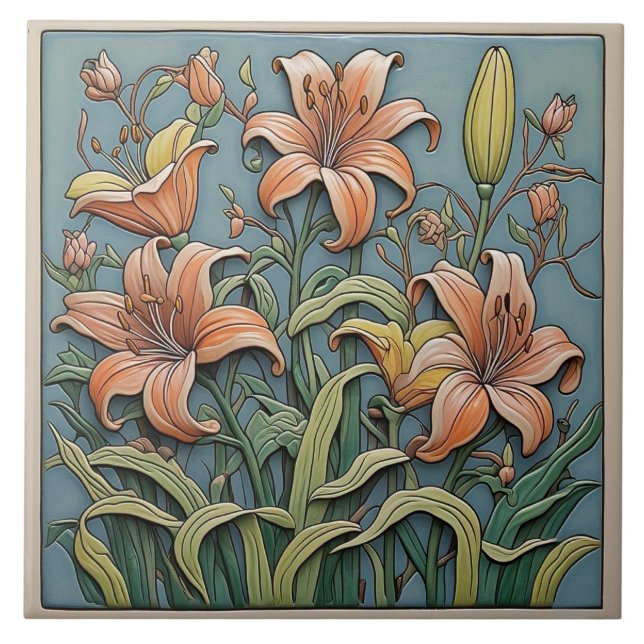 Azulejo Lily - Cubierta Cerámica De Arte Y Artesanía (Frente)