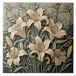 Azulejo Lily - Cubierta Cerámica De Arte Y Artesanía