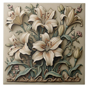 Azulejo Lily - Cubierta Cerámica De Arte Y Artesanía
