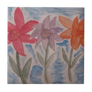 Azulejo Lily Flowers Ceramic Tile