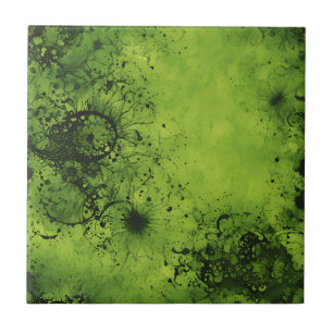 Azulejo Lima Verde Grunge con Acentos Negros