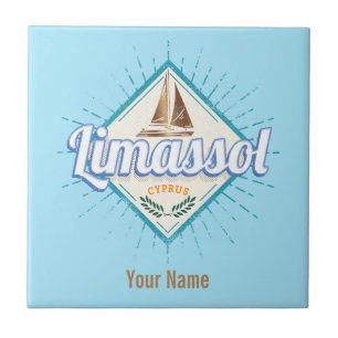 Azulejo Limassol City Chipre Retro Vintage