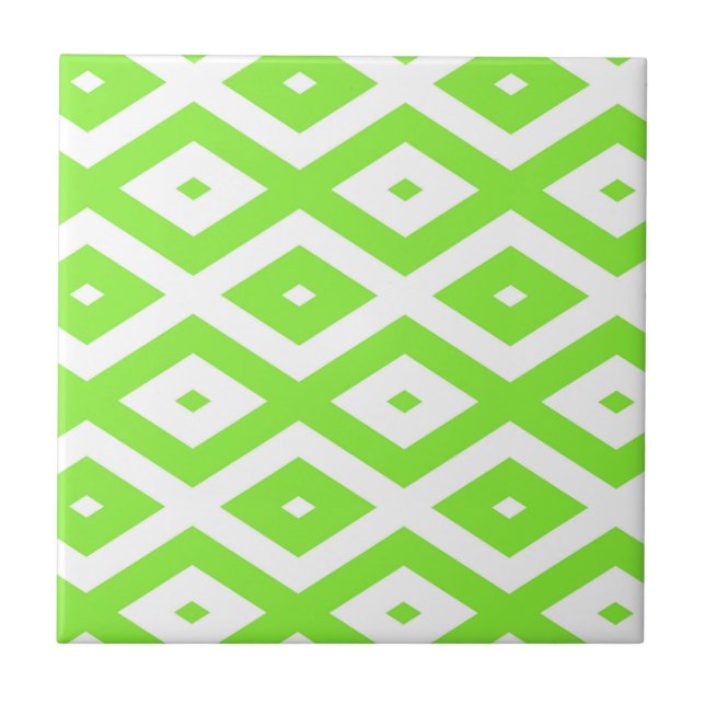 Azulejo Lime green and white diamond pattern (Frente)