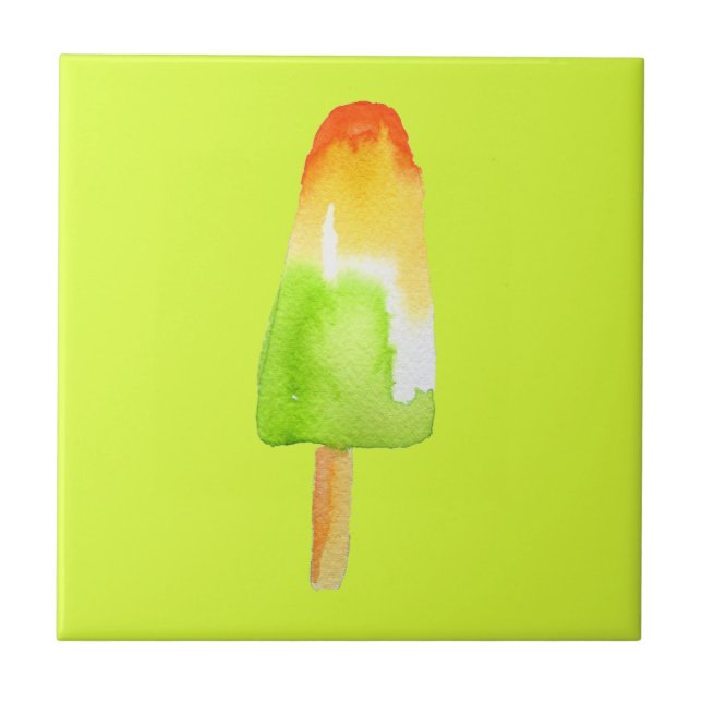 Azulejo Lime naranja popsicle Arte pop de verano de bloque (Frente)