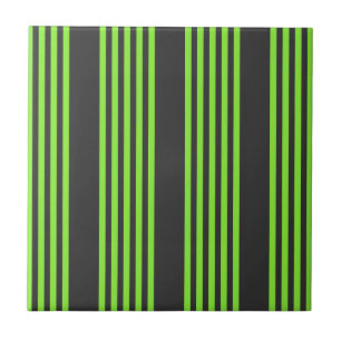 Azulejo Lime verde y carbón vegetal cinco rayas patrón