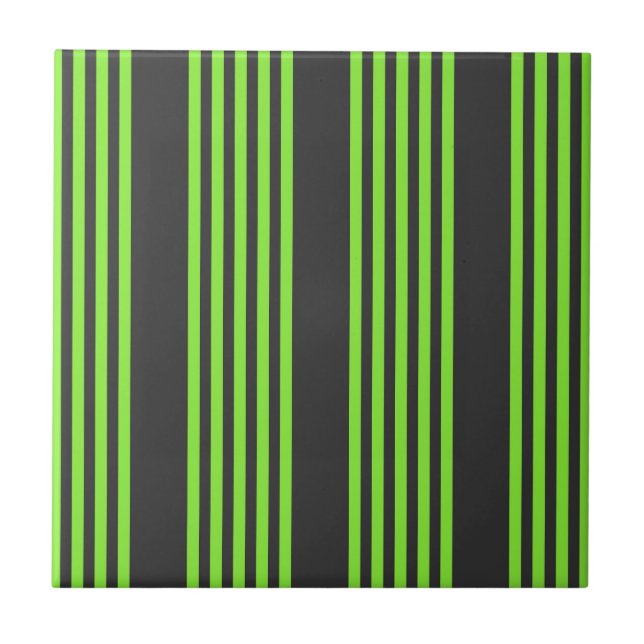 Azulejo Lime verde y carbón vegetal cinco rayas patrón (Frente)