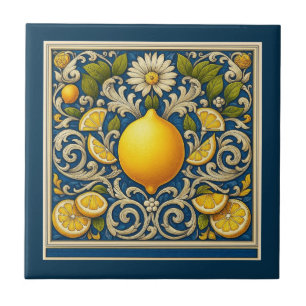 Azulejo Limon Almafi Azul Mediterráneo Art Nouveau