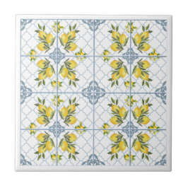 Azulejo Limón de País Francés con Acuarela Azul