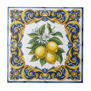 Azulejo Limón Majólica Mediterránea Tradicional