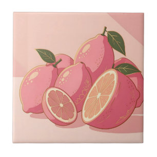 Azulejo Limón Rosa Moderno Femenino Cítrico