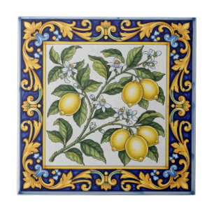 Azulejo Limón tradicional italiano de mayólica