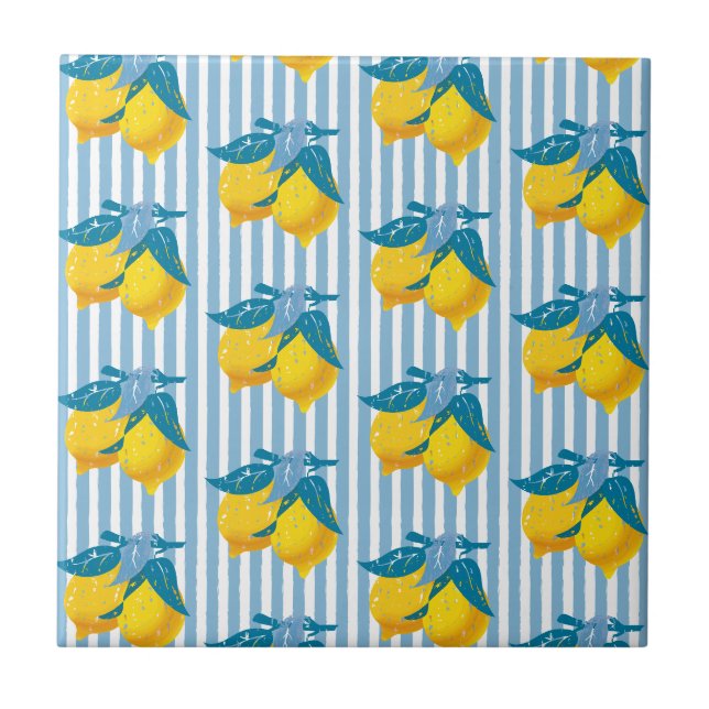 Azulejo Limones Amarillos Amalfi Estilo Mediterráneo (Frente)