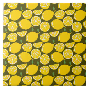 Azulejo Limones Amarillos y Patrón Verde Oliva: Citrus Mod